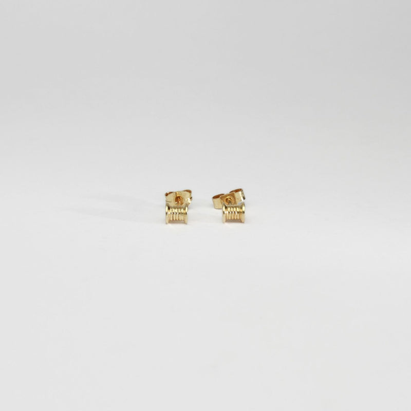 Cotton reels silver gold plated earrings by Katy Tromans