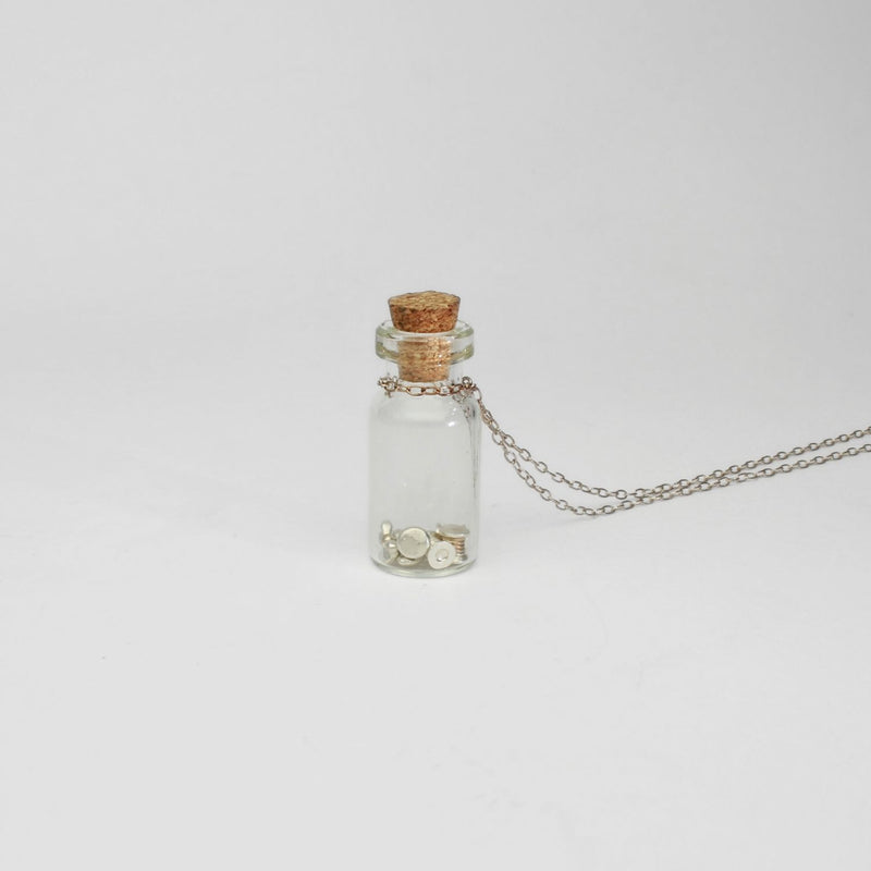 Glass Jar pendant with silver chain by Katy Tromans