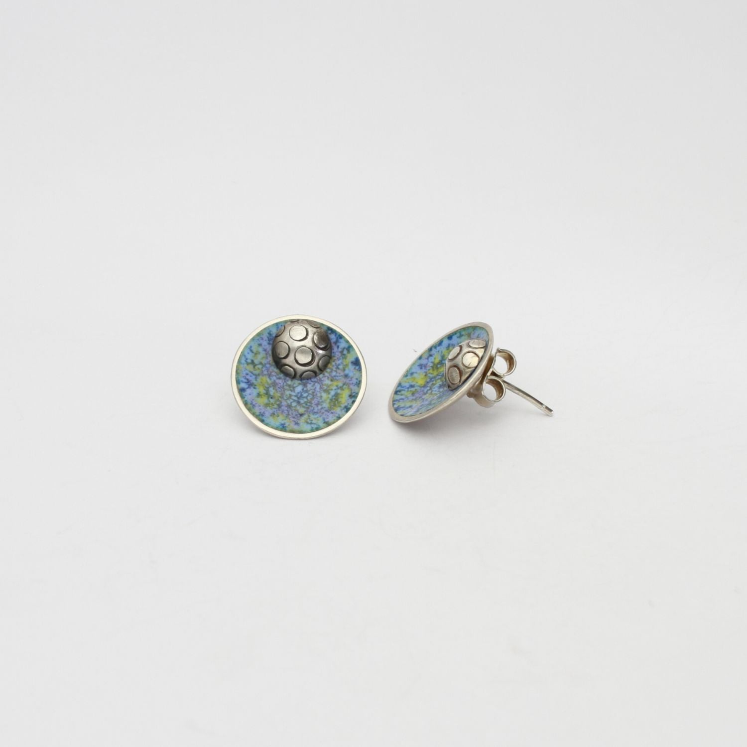 Blue dome silver earrings by Kathryn Willis