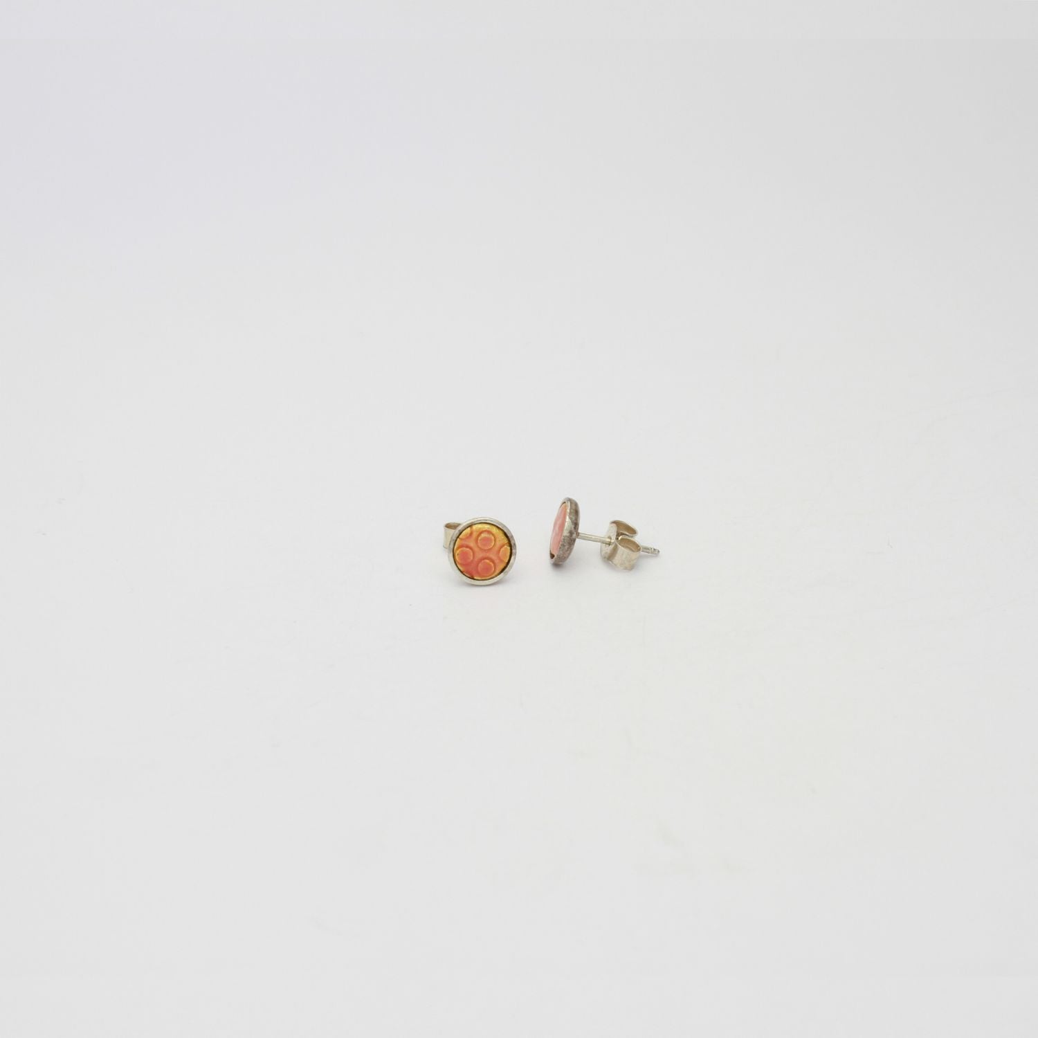 Mini spot orange silver studs by Kathryn Willis