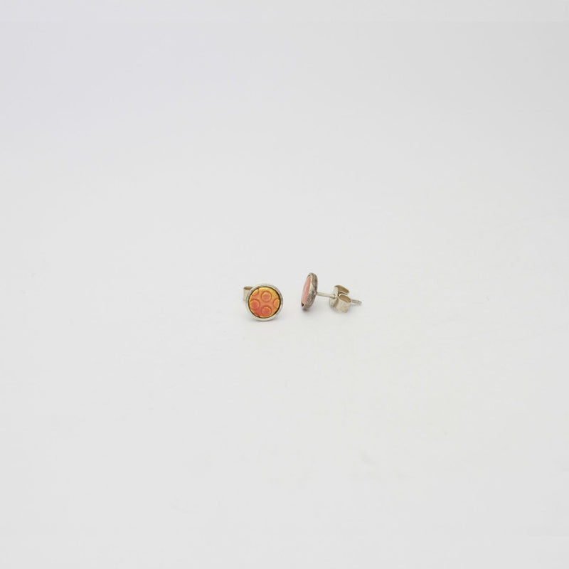 Mini spot orange silver studs by Kathryn Willis