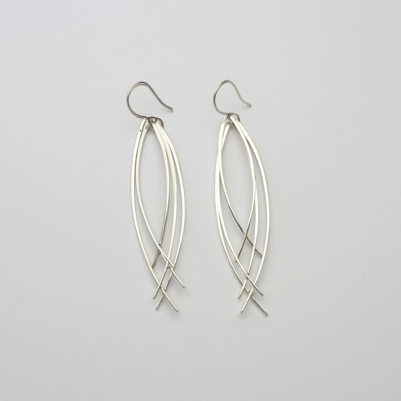 Filaments long silver earrings by Karen Williams