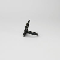 Weave cocktail black silver ring with blue enamel by Kathryn Willis