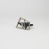 Weave cocktail black silver ring with blue enamel by Kathryn Willis