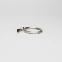 Folded leaf  black silver ring with 9ct gold by Kathryn Willis