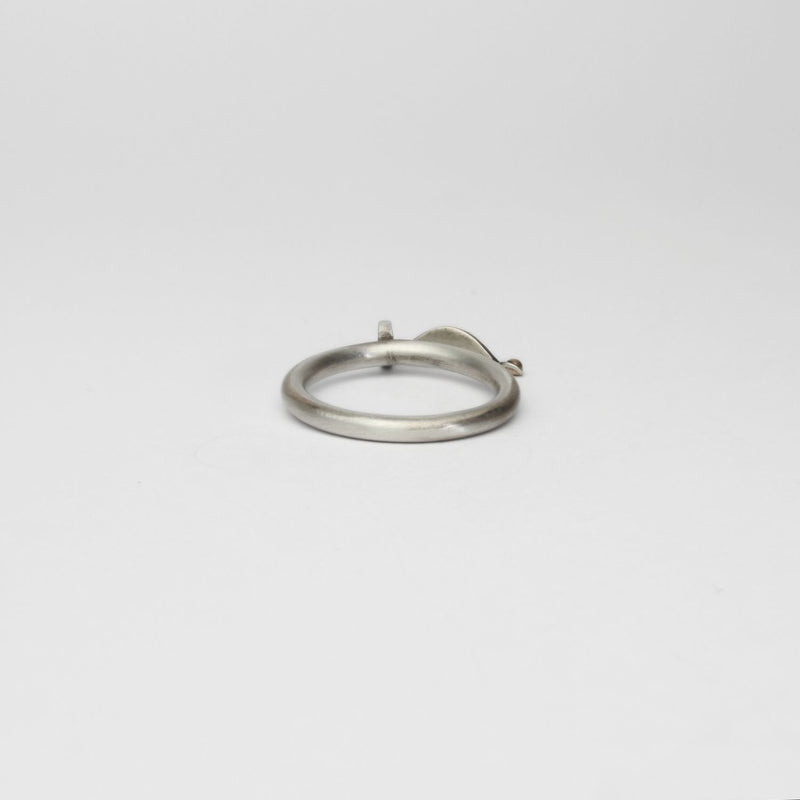 Folded leaf  black silver ring with 9ct gold by Kathryn Willis
