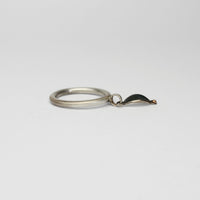 Folded leaf  black silver ring with 9ct gold by Kathryn Willis