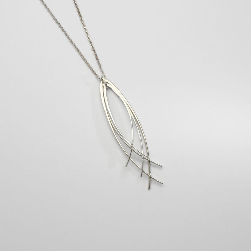 Filaments long 3 strand silver pendant by Karen Williams