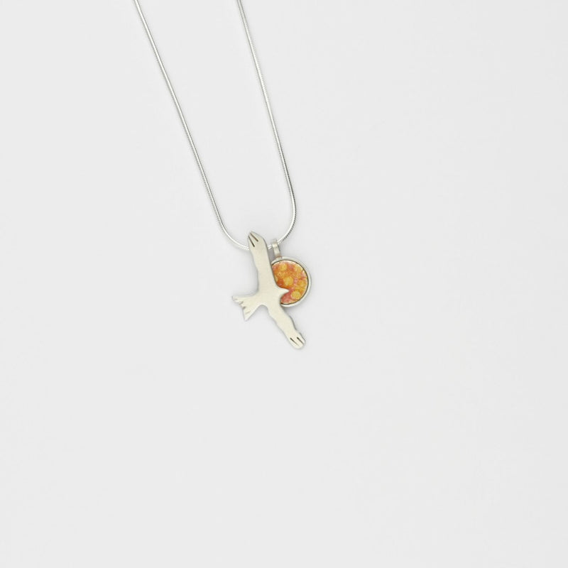Silver red kite & sun pendant by Kathryn Willis