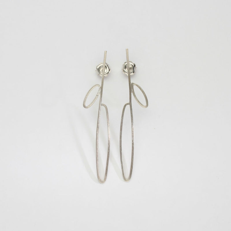 Pod duo long silver studs by Karen Williams