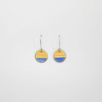 Stripe circle drop yellow & blue earrings by Kathryn Willis