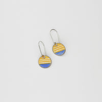 Stripe circle drop yellow & blue earrings by Kathryn Willis