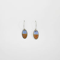 Oval drop yellow, blue & red earrings by Kathryn Willis