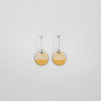 Circle yellow & pink spot drop earrings by Kathryn Willis