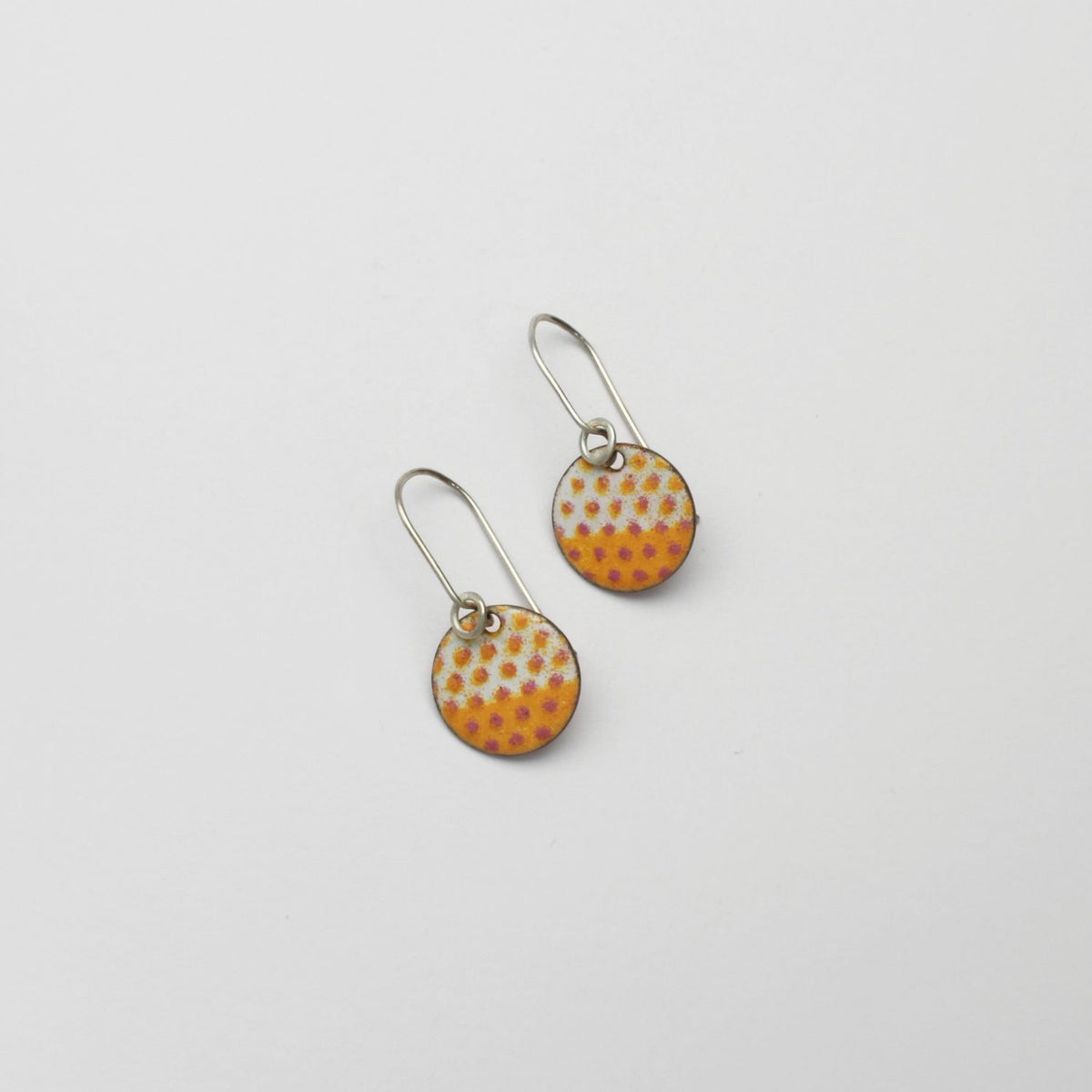 Circle yellow & pink spot drop earrings by Kathryn Willis