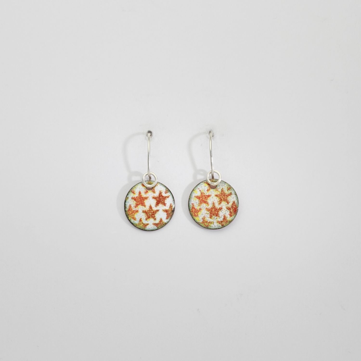 Circle yellow & red star drop earrings by Kathryn Willis