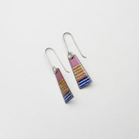 Tower pink, yellow & blue stripe drop earrings by Kathryn Willis