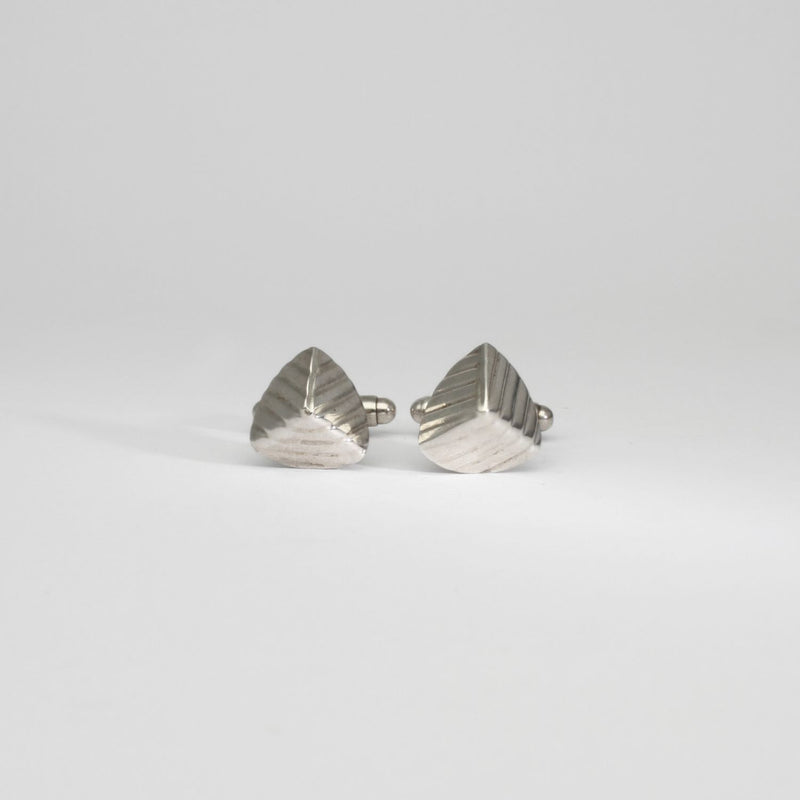 Tricornel ridged silver cufflinks by Karen Williams