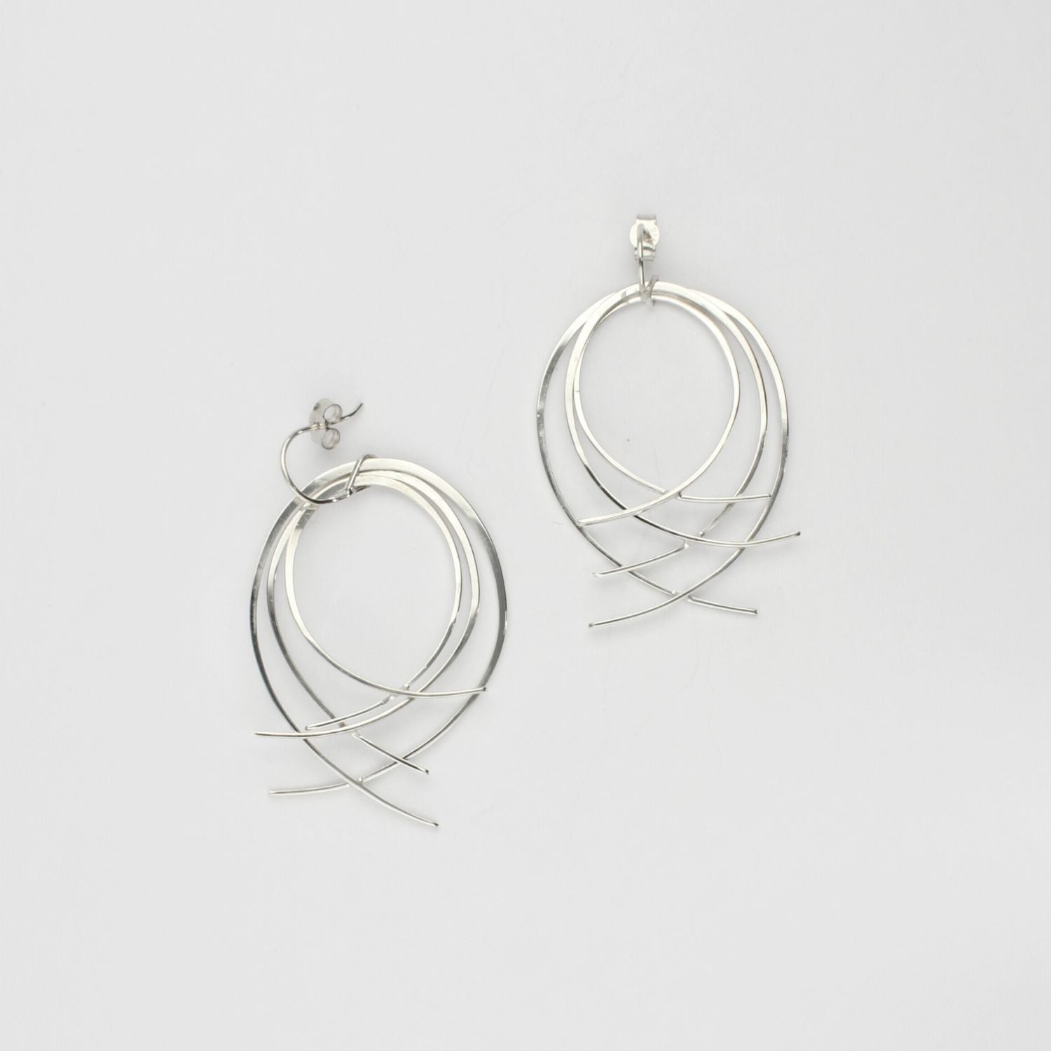 Filaments netted silver earrings by Karen Williams