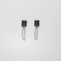 Sea oak textured drop earrings black silver by Karen Williams