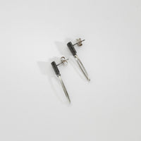 Sea oak textured drop earrings black silver by Karen Williams