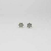 Round snowflake black silver studs by Kate Wimbush