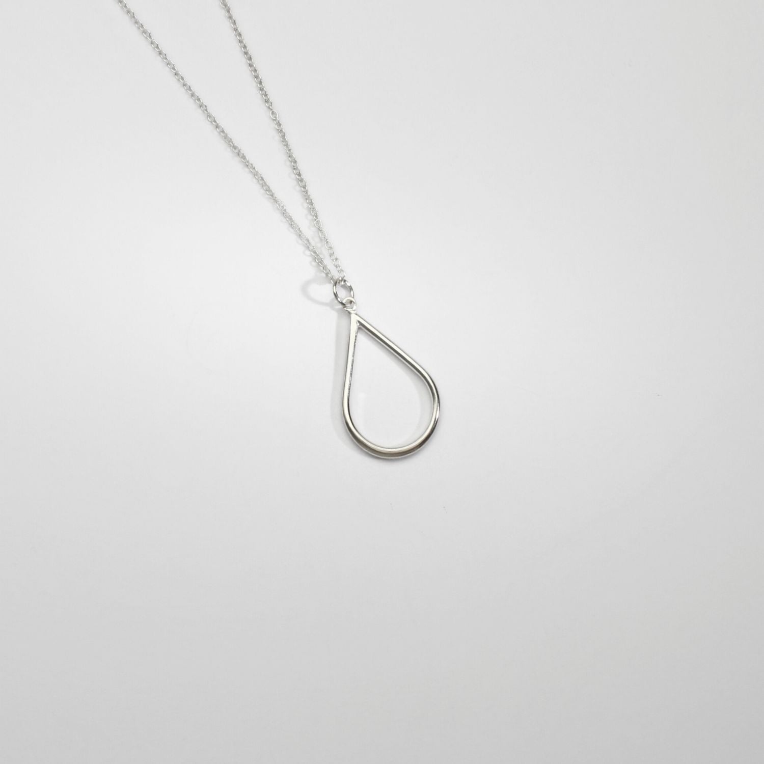 Large single raindrop silver pendant by Kate Wimbush