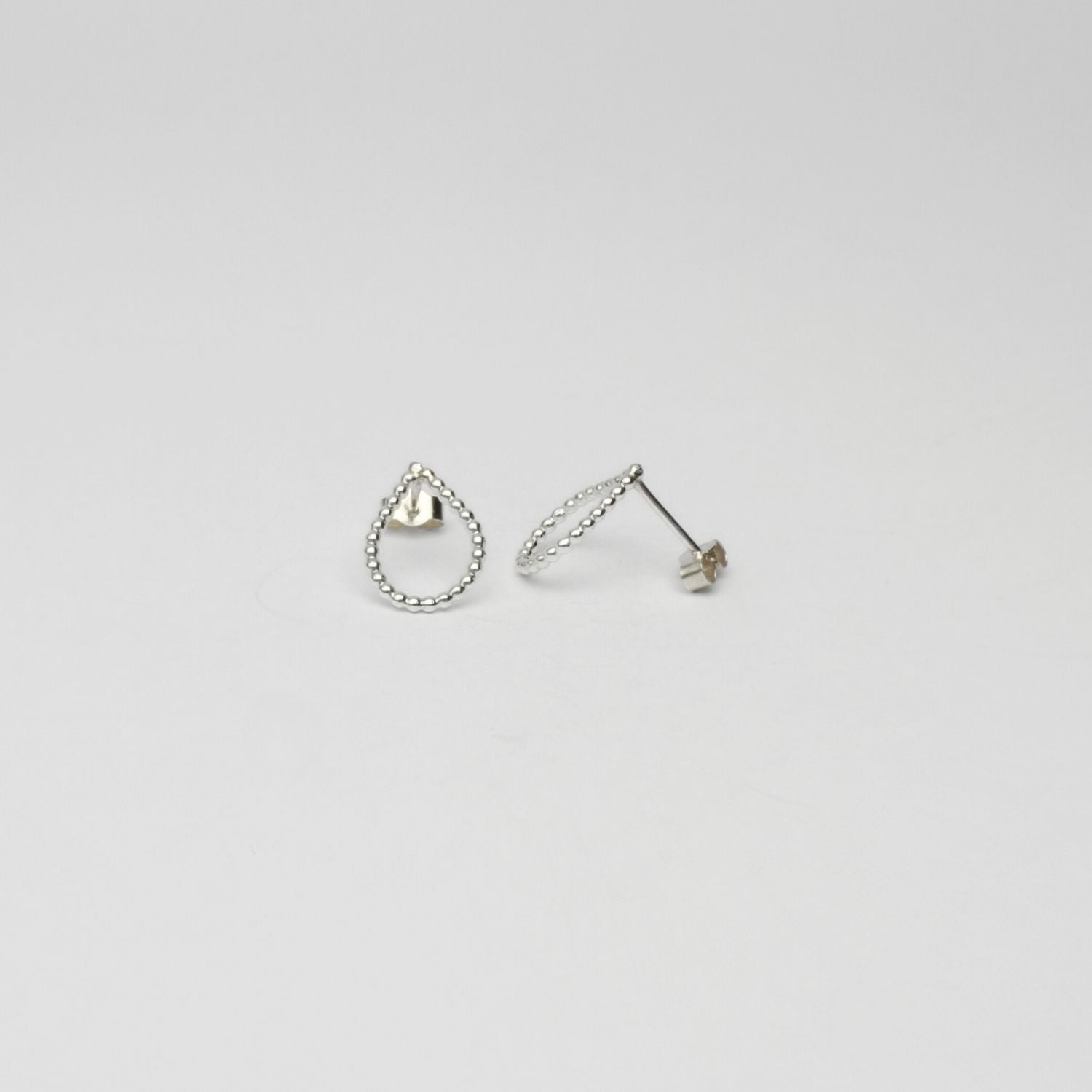 Raindrop silver beaded studs by Kate Wimbush