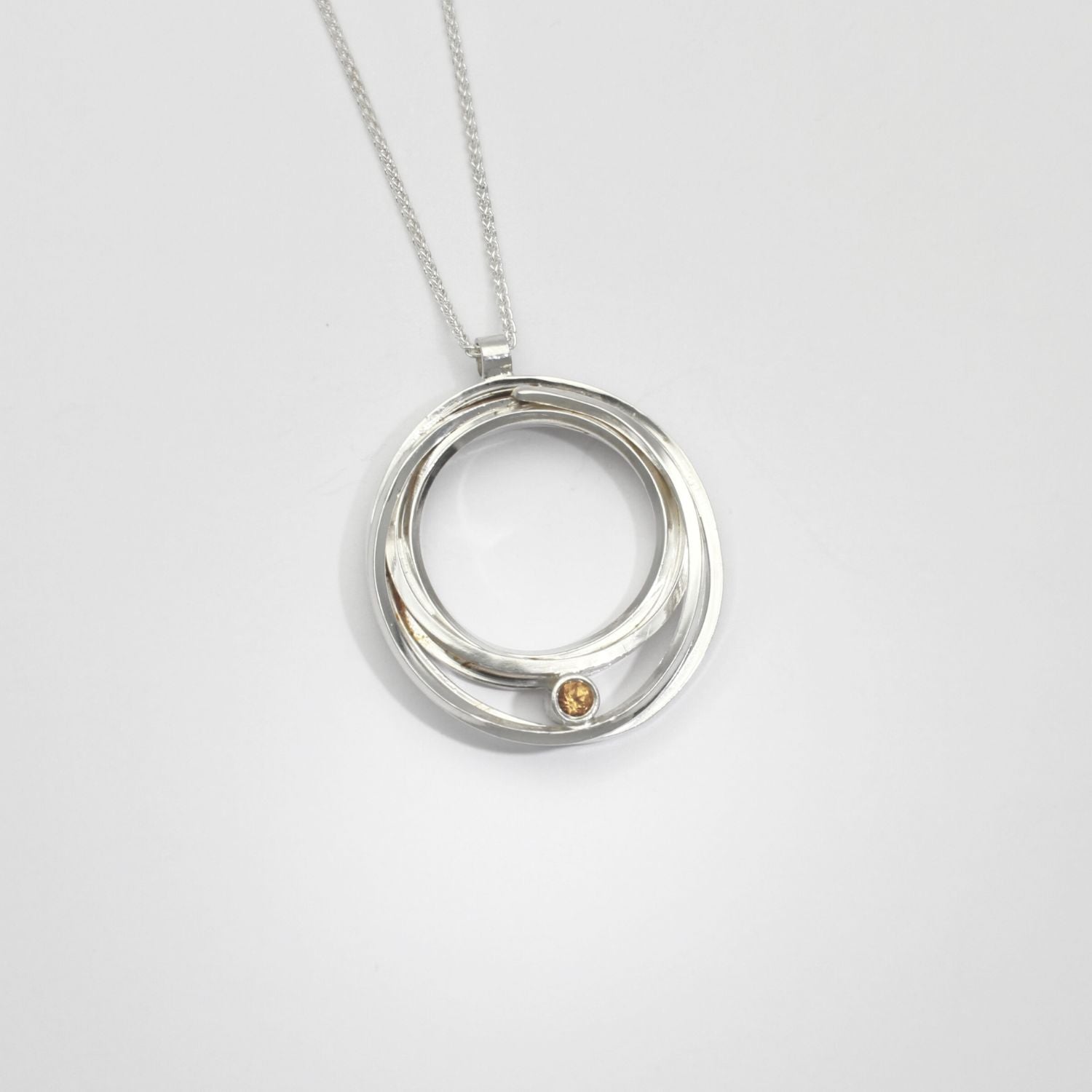 Solitaire: Small Silver Necklace with Citrine