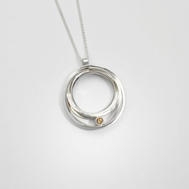 Solitaire: Small Silver Necklace with Citrine