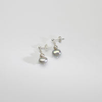 Grey squab & wee grey pearls silver stud earrings by Natalie Vardey