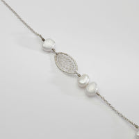 Silver & white pearls necklace by Natalie Vardey