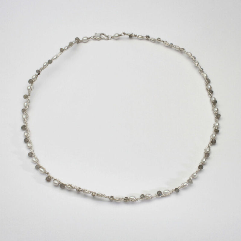 Swarovski & Pearl twist silver necklace by Natalie Vardey