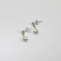 Small white pearl & swarovski stud earrings by Natalie Vardey
