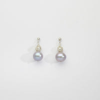 Grey pearls & bound bead stud earrings by Natalie Vardey