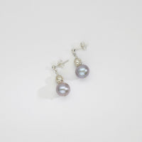 Grey pearls & bound bead stud earrings by Natalie Vardey