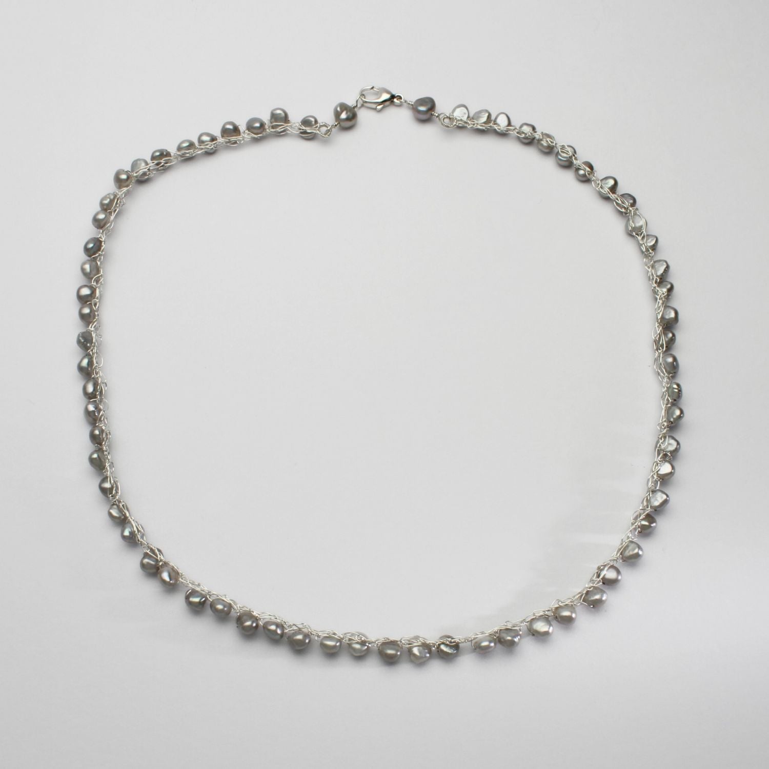 Grey blister twists pearl necklace by Natalie Vardey