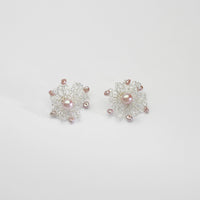 Flower frill, lilac pearls & crystal silver studs by Natalie Vardey