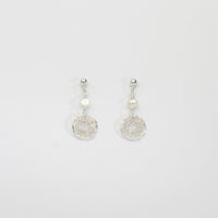 Small silver lace & white pearl stud earrings by Natalie Vardey