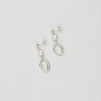 Triple loop & white pearl stud earrings by Natalie Vardey
