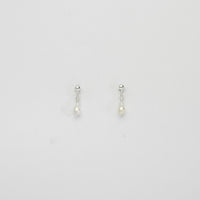 Small white rice & Swarovski crystal silver stud earrings by Natalie Vardey