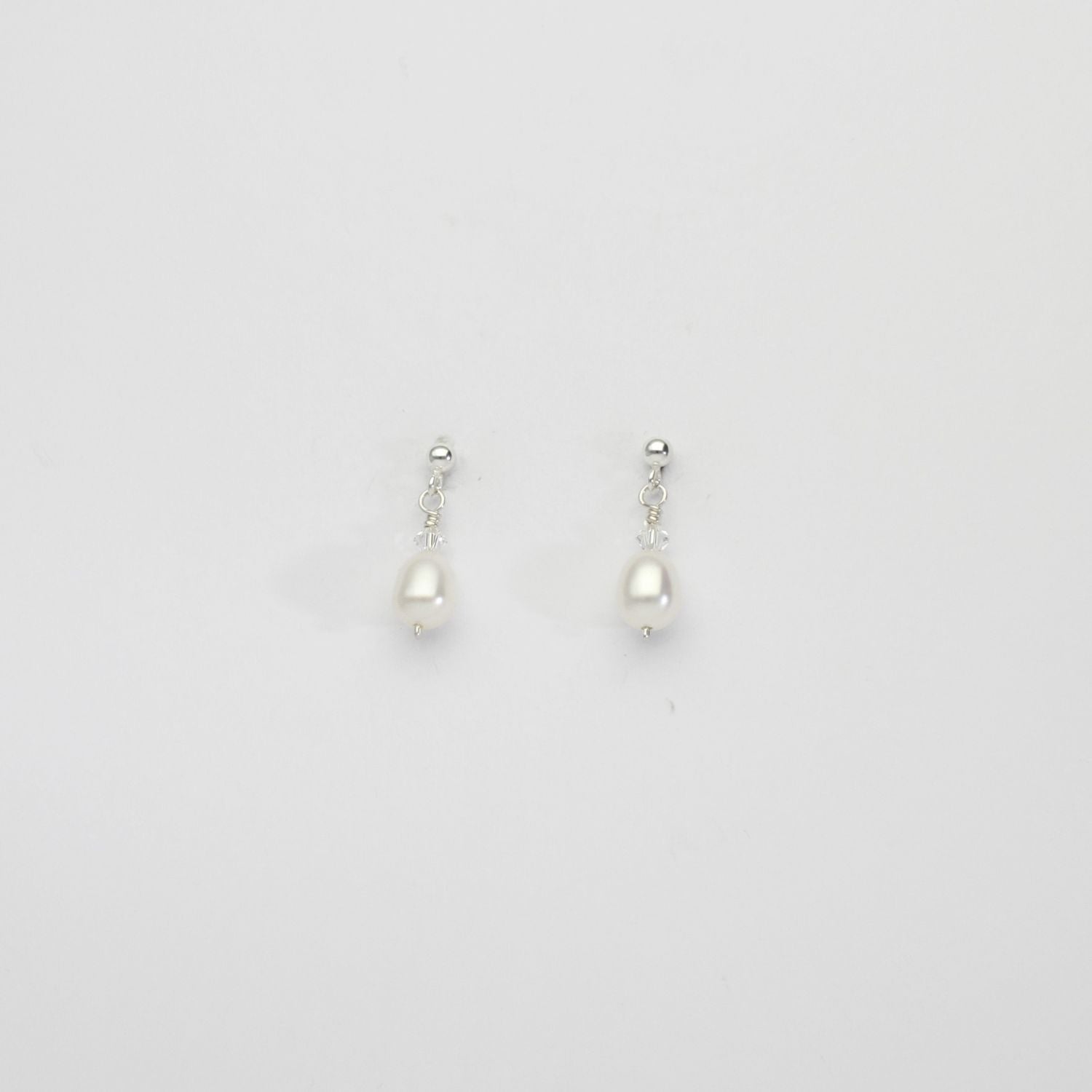 White rice & Swarovski crystal silver stud earrings by Natalie Vardey