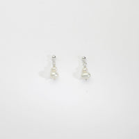 Small white squab & wee white pearl silver stud earrings by Natalie Vardey