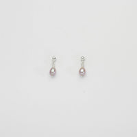 Lilac rice pearls silver stud earrings by Natalie Vardey