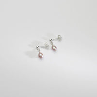 Lilac rice pearls silver stud earrings by Natalie Vardey