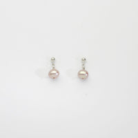 Lilac squab pearls silver stud earrings by Natalie Vardey