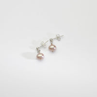 Lilac squab pearls silver stud earrings by Natalie Vardey