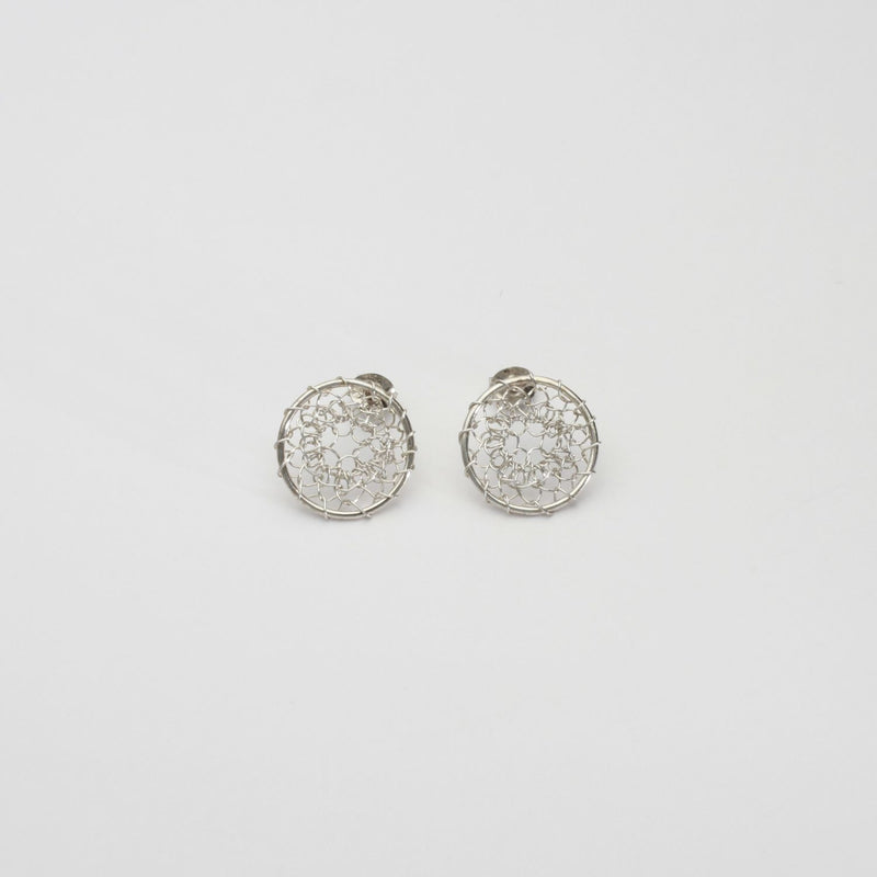 Lace circle silver studs by Natalie Vardey