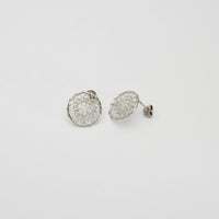 Lace circle silver studs by Natalie Vardey