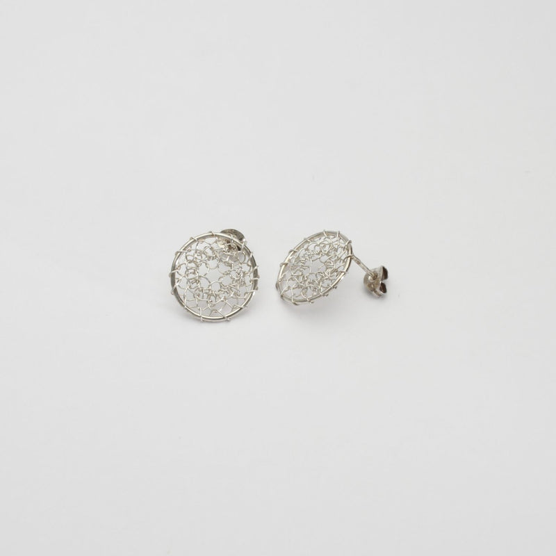 Lace circle silver studs by Natalie Vardey